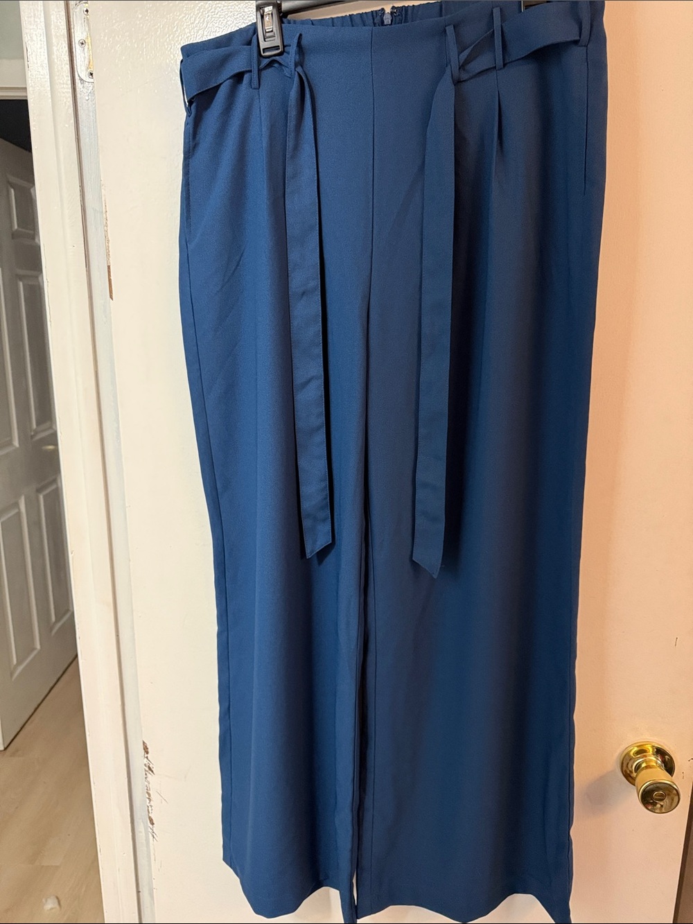 VENUS Navy Blue dressy pants with Self-Tie Belt
